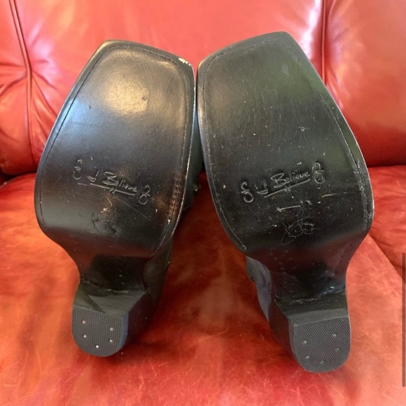 JOHN FLUEVOG Matt Black Square Toe Boots (Cowboy) - W11, M9 - Picture 7 of 15